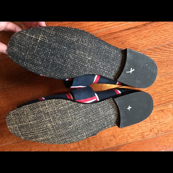 FREE PEOPLE Women At Ease Navy & Red Stripe Brocade Mule Slide Loafer 6-6.5 / 38 - Picture 8 of 10